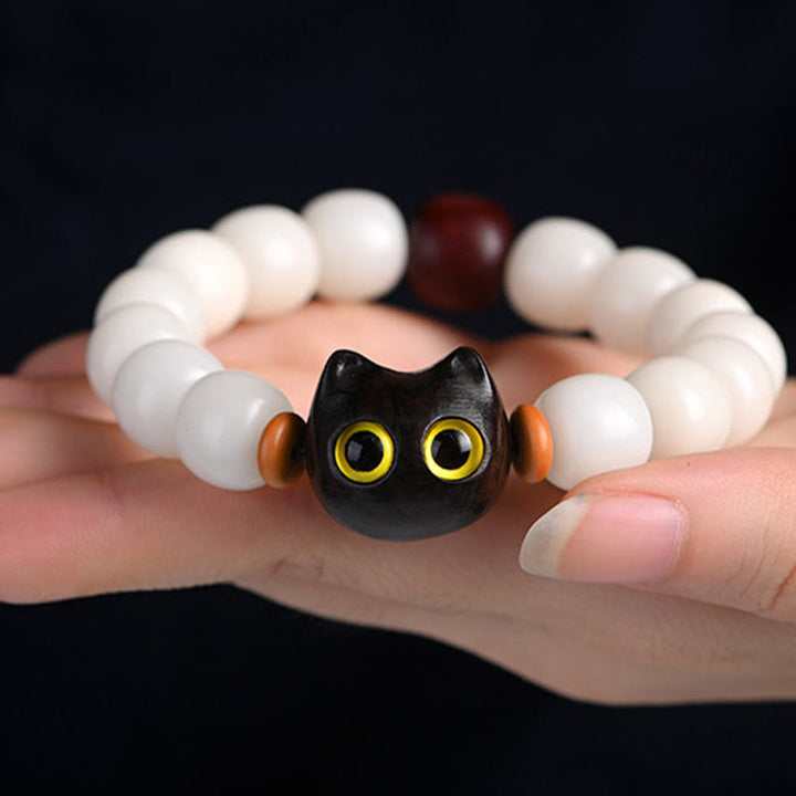 Buddha Stones天然菩提樹の小葉紫檀黒檀招き猫 知恵のブレスレット - image 13
