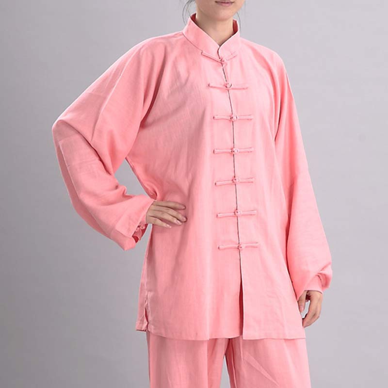 Buddha Stones瞑想禅祈りスピリチュアル太極拳気功練習ユニセックス刺繍服セット - ピンクの長袖 - US12、 UK/AU16、 EU44 (2XL) - image 8
