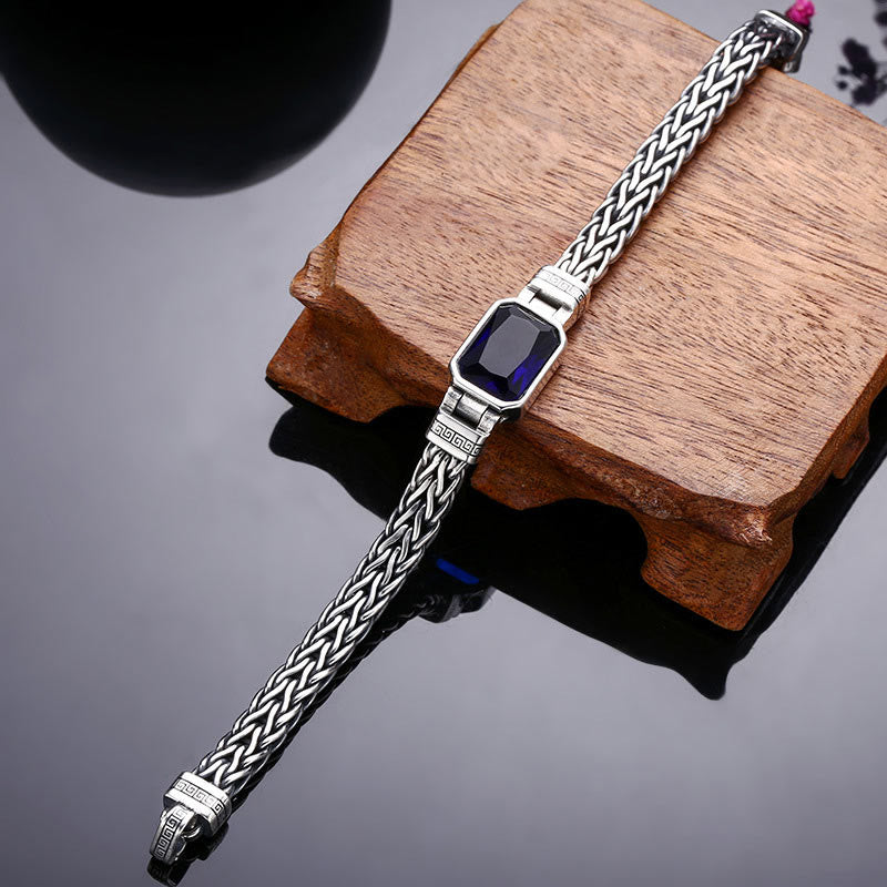 Buddha Stonesレトロブルーアクリル ドラゴンキール編みデザイン ヒーリング ウェルスバックルブレスレット