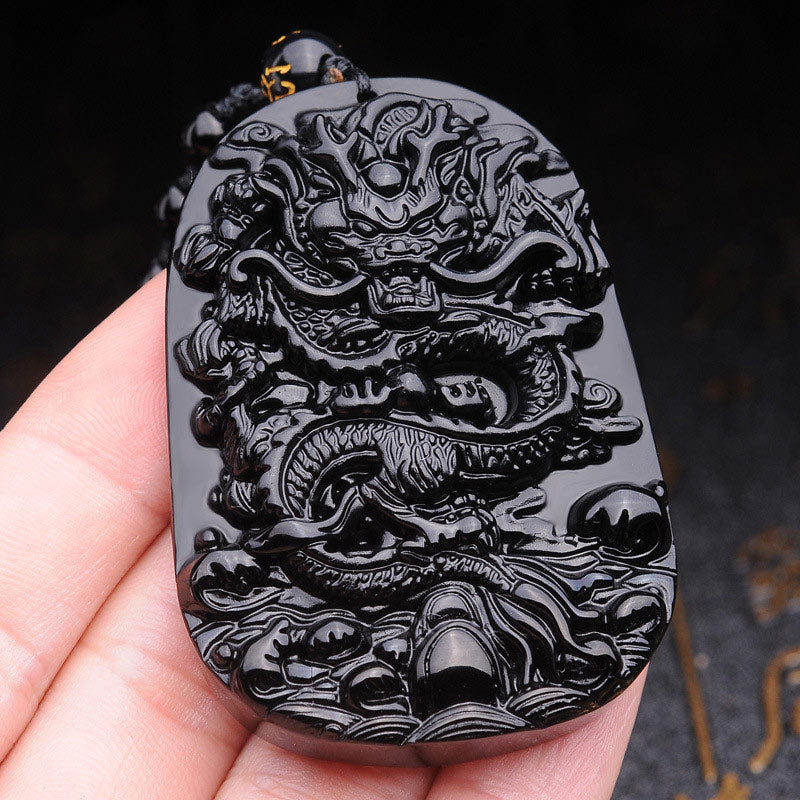 Buddha Stones黒曜石 龍成就ペンダントネックレス - image 3