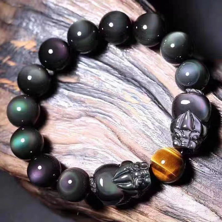 Buddha Stones風水貔貅レインボーオブシディアンヒーリングブレスレット