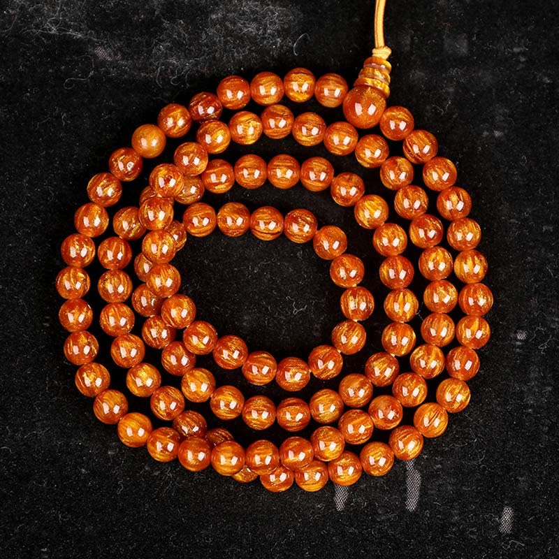 Buddha Stones黄金の海柳 成功のポジティブなブレスレットMala
