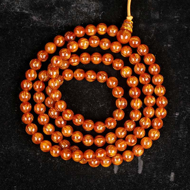 Buddha Stones黄金の海柳 成功のポジティブなブレスレットMala