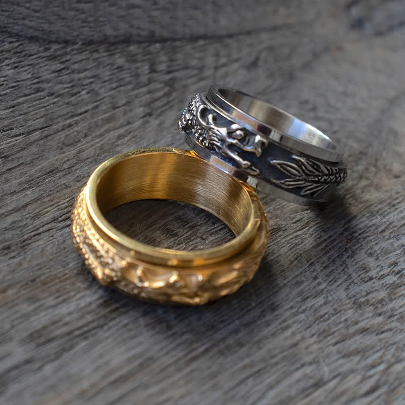 Buddha Stones ドラゴンチタン鋼刺激回転リング - image 8