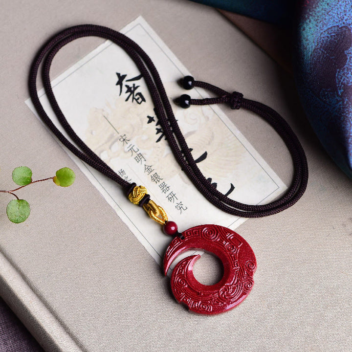 Buddha Stones幸運を呼ぶデザインパターン 天然辰砂 祝福ネックレスペンダント