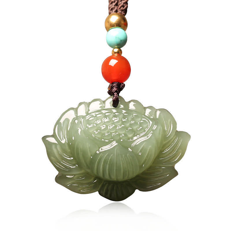 Buddha Stones和田翡翠 蓮の花 成功のネックレスペンダント - image 5