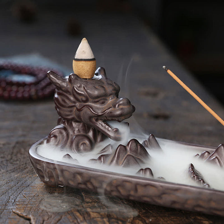 Buddha Stones龍山 力強い 陶器 香炉 装飾