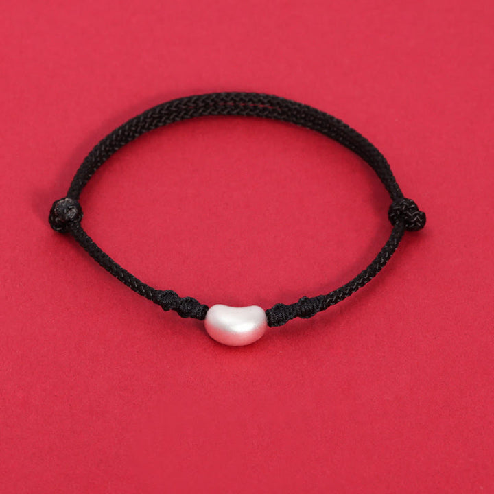 Buddha Stones999 スターリングシルバー ビーンデザイン 幸運のつながり ハンドメイド編み込みブレスレット