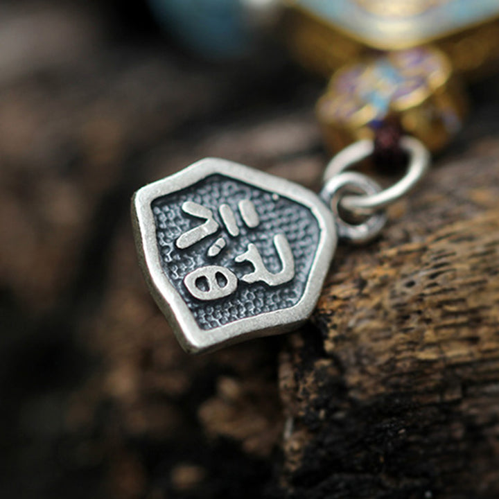 Buddha Stones925 スターリングシルバー インド産小葉 レッドサンダルウッド アクアマリン ゴールドスター 中国結び 祝福ブレスレット