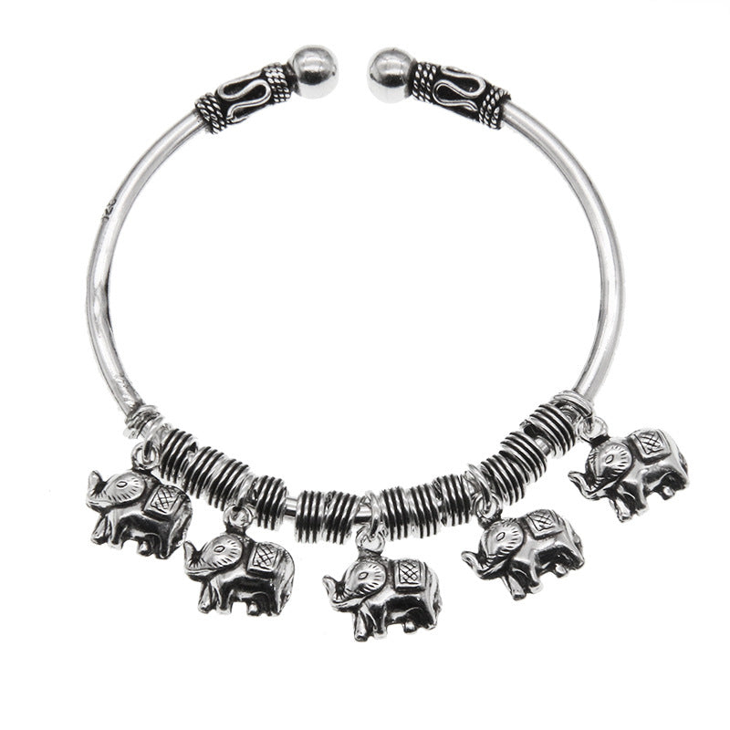 Buddha Stones925スターリングシルバー エレファント強さブレスレットバングル