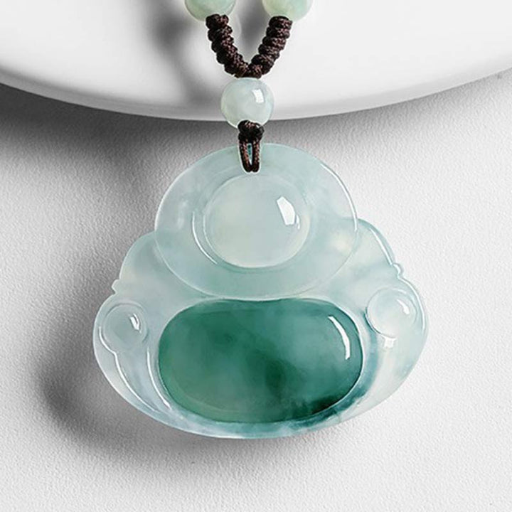 Buddha Stonesシアン翡翠 幸運のネックレスペンダント