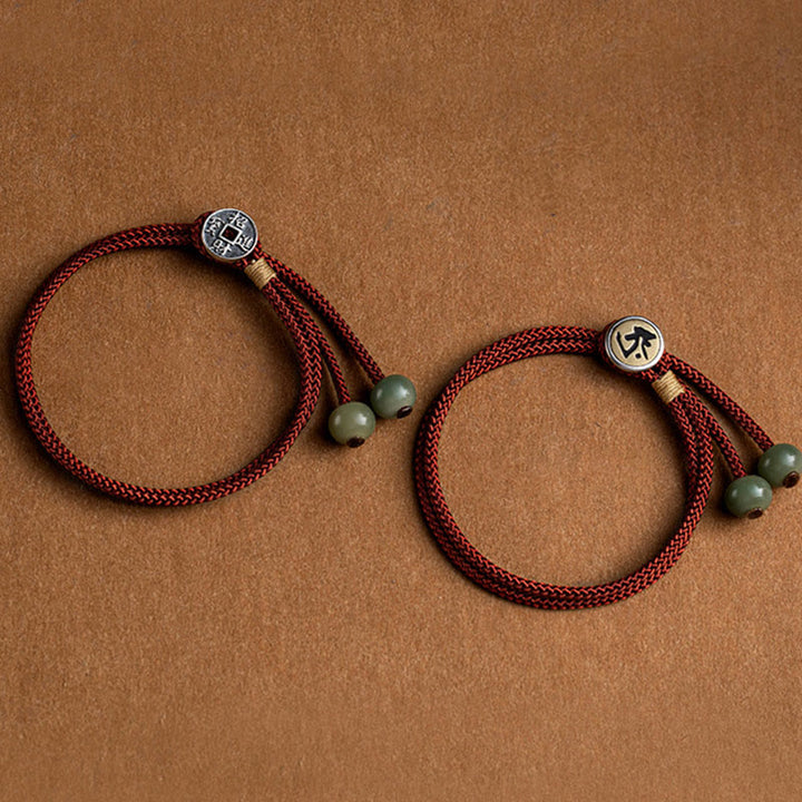 Buddha Stones925 スターリングシルバー ハンドメイド十二支誕生仏シアン 菩提樹 種子保護 編み込み赤紐ブレスレット