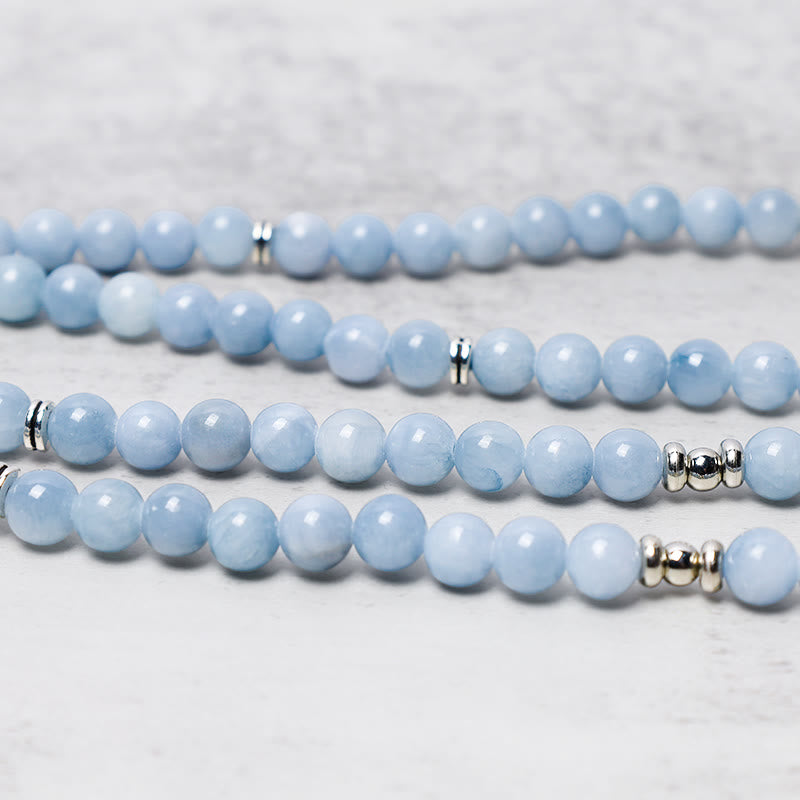 Buddha Stones108個入りMalaビーズ アクアマリン ヒーリングブレスレット