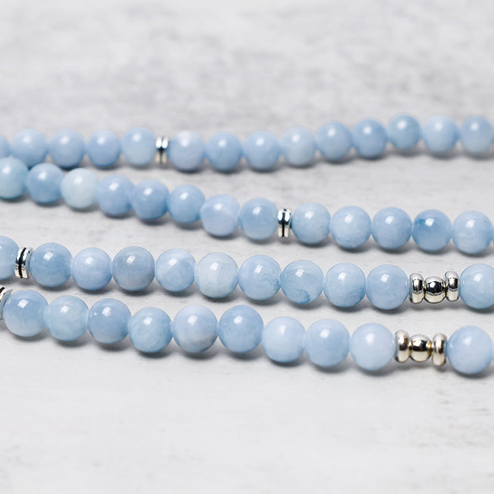 Buddha Stones108個入りMalaビーズ アクアマリン ヒーリングブレスレット