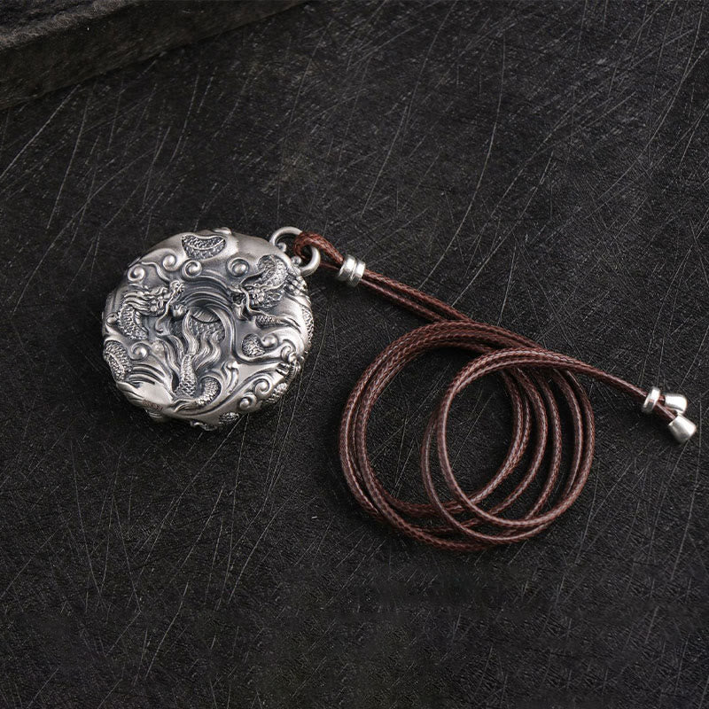 Buddha Stones999スターリングシルバー 九龍が真珠と戯れる 幸運の守護ネックレスペンダント