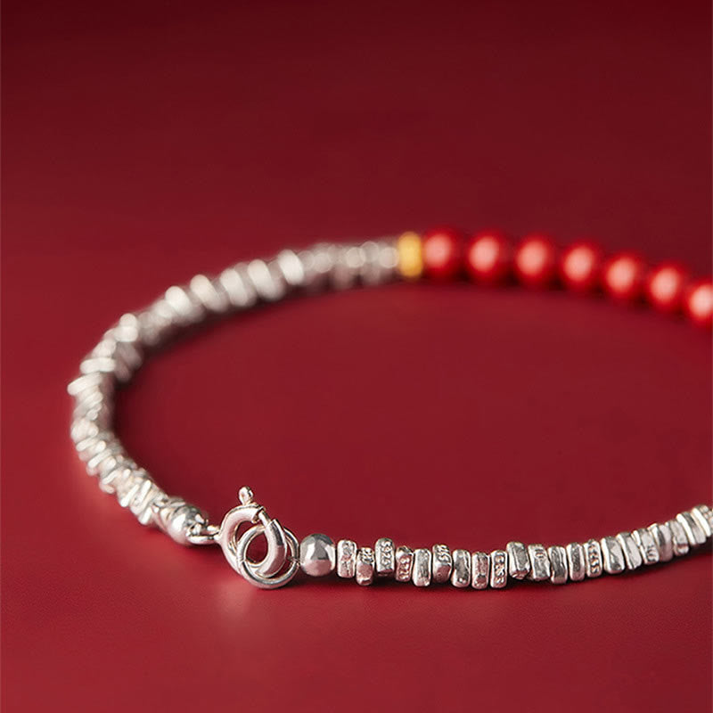 Buddha Stones925 スターリングシルバー 辰砂 フーキャラクター 祝福ブレスレット