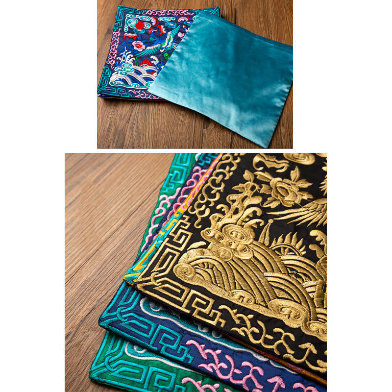 Buddha Stones鳳凰龍 麒麟刺繍 カップマットパッド ティーカップコースター カンフーティーマット