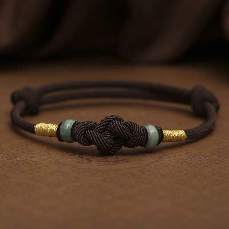 Buddha Stones 赤い糸 カップルブレスレット 翡翠入り 開運 編み紐 ペアアクセサリー