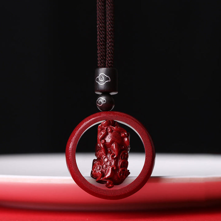 Buddha Stones辰砂オーム・マニ・パドメ・フム貔貅 祝福 幸運 ビーズ ネックレス ペンダント - 貔貅 - ブラウンロープ - image 27
