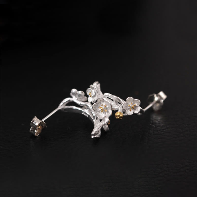 Buddha Stones925スターリングシルバー 梅の花 フローラルブレッシングイヤリング