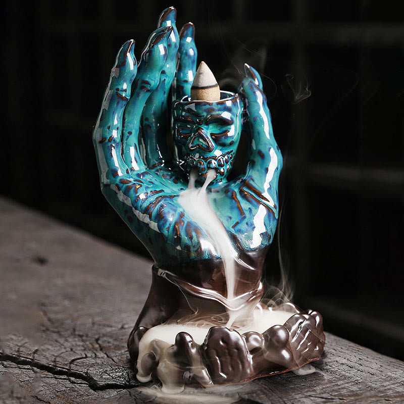 Buddha Stonesハロウィン ゴーストハンド スカルヘッド セラミック 平和 癒し 香炉 装飾