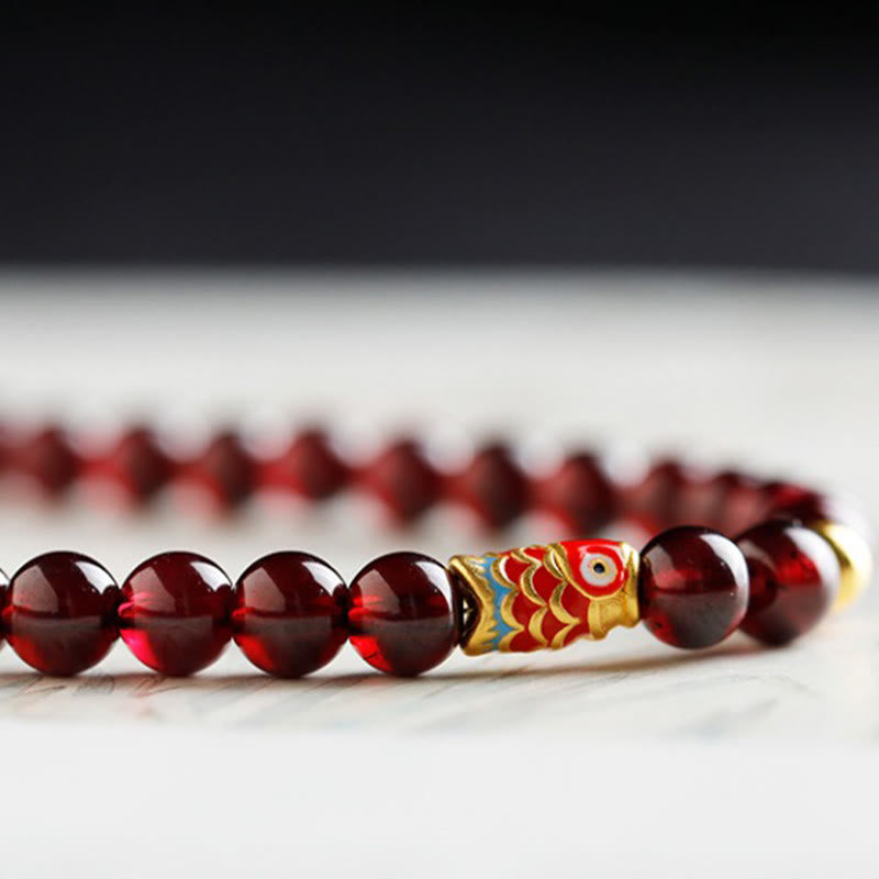 Buddha Stones999ゴールド 鯉 天然ガーネット守護ブレスレット - image 6