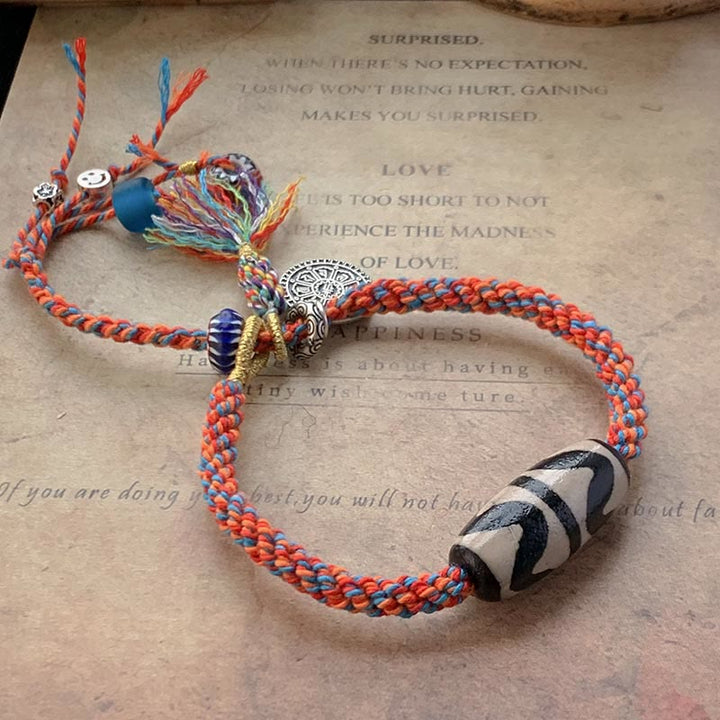 チベット産925スターリングシルバー製 オム・Om Mani Padme Humハンドメイド ジビーズプロテクション編みブレスレット