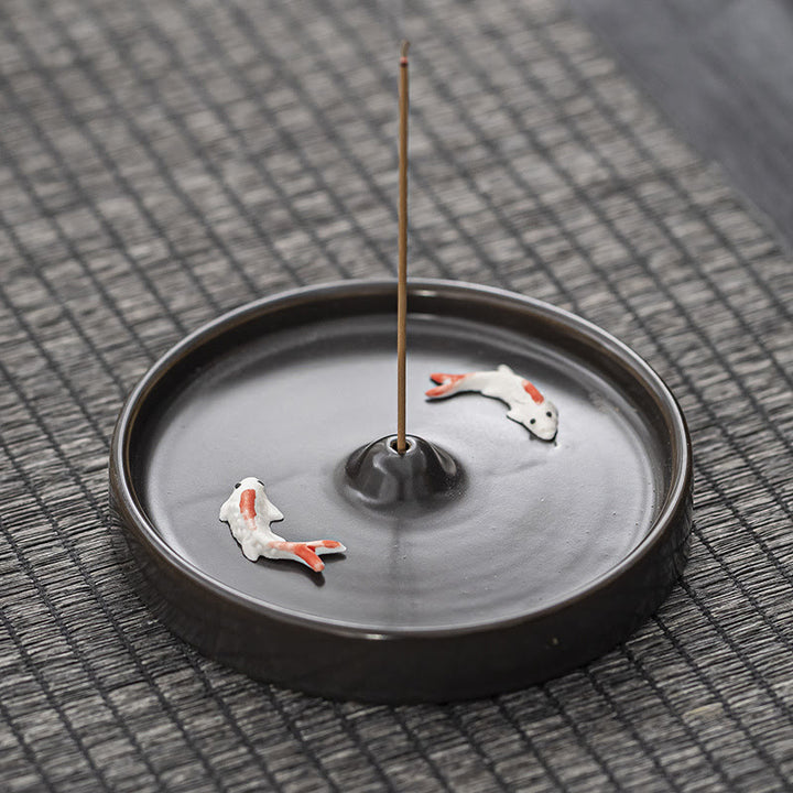 Buddha Stones鯉の模様 スピリチュアルヒーリング 陶器 お香立て 装飾
