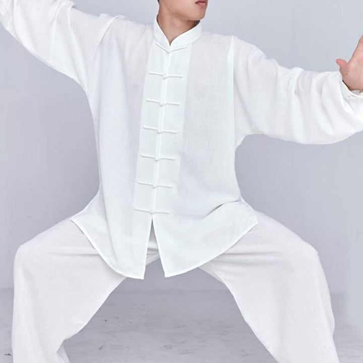Buddha Stones瞑想禅祈りスピリチュアル太極拳気功練習ユニセックス刺繍服セット - ホワイトロングスリーブ - US14、 UK/AU18、 EU46 (3XL) - image 2