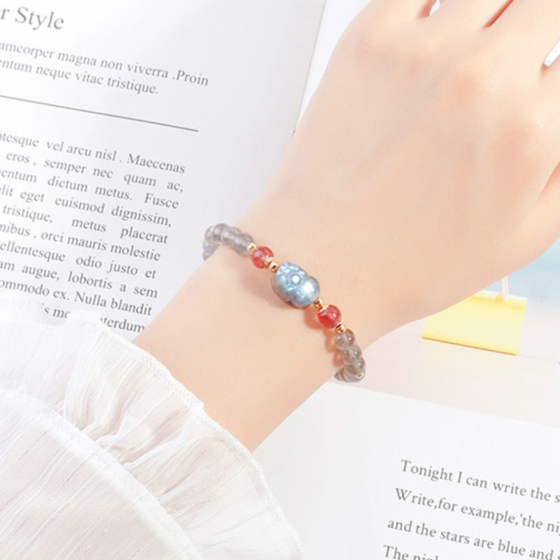 Buddha Stonesムーンストーン ストロベリークォーツ 貔貅ヒーリングブレスレット