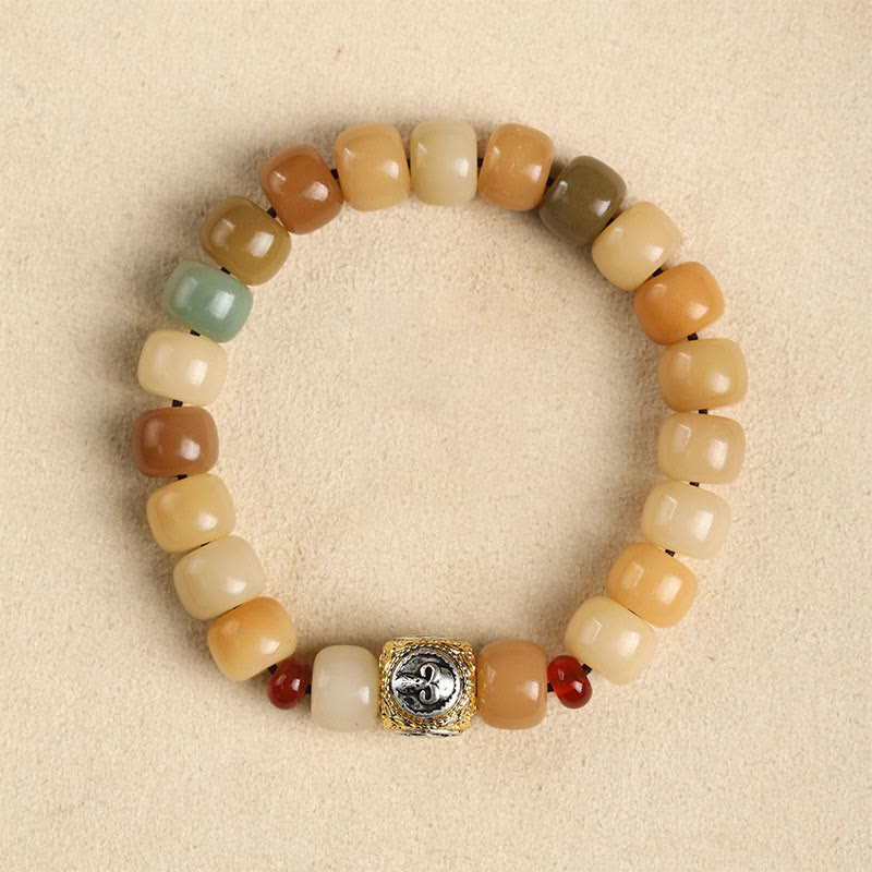 Buddha Stones天然菩提樹 屍の森の王オーム・マニ・パドメ・フム知恵のブレスレット