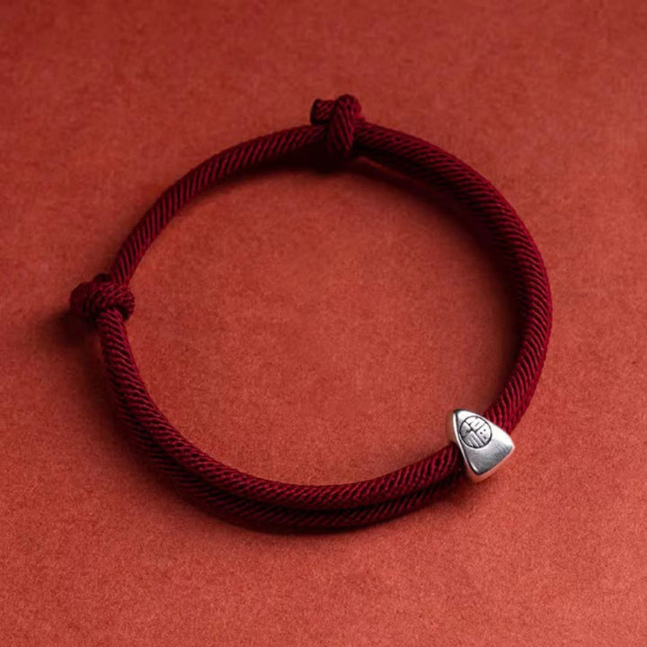 Buddha Stones925 スターリングシルバー 福文字 祝福 ハンドメイド 編み込みブレスレット