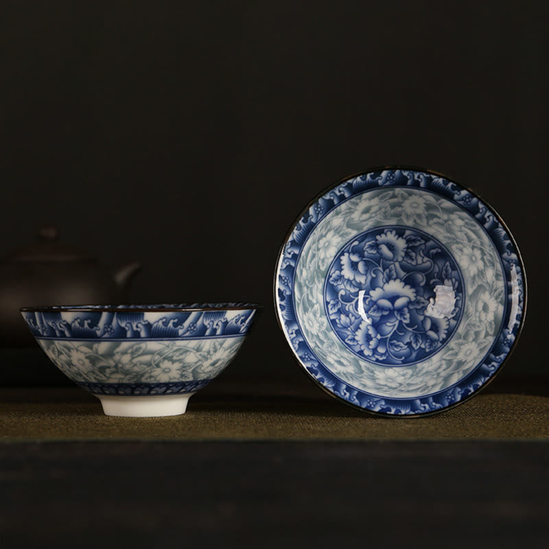Buddha Stones、花、フーキャラクター、山、蓮、桜、陶器のティーカップ、カンフーティーカップ