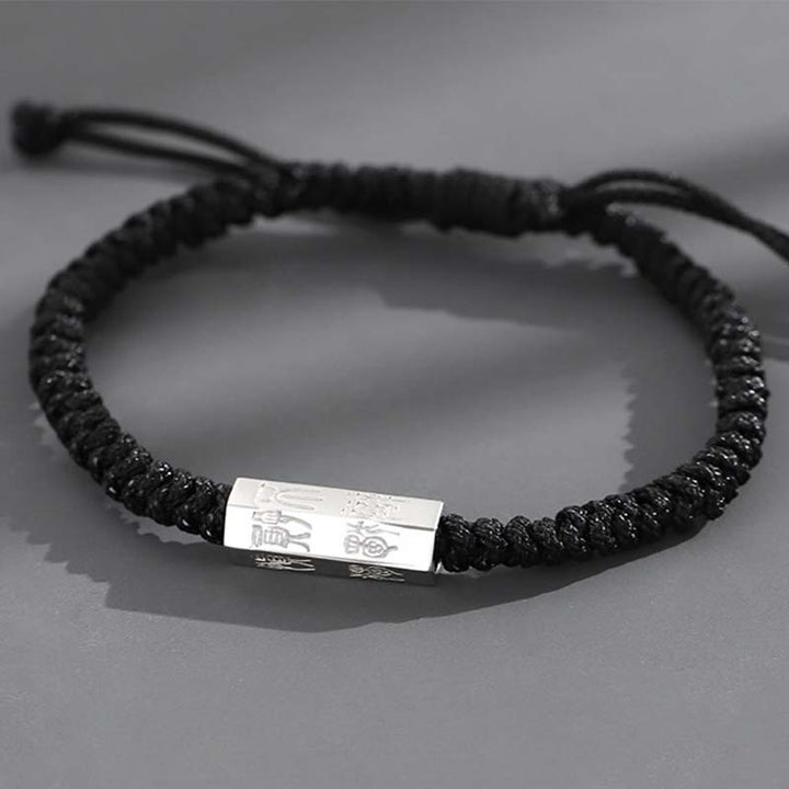 Buddha Stones925スターリングシルバー 文字彫刻 祝福ストリングブレスレット