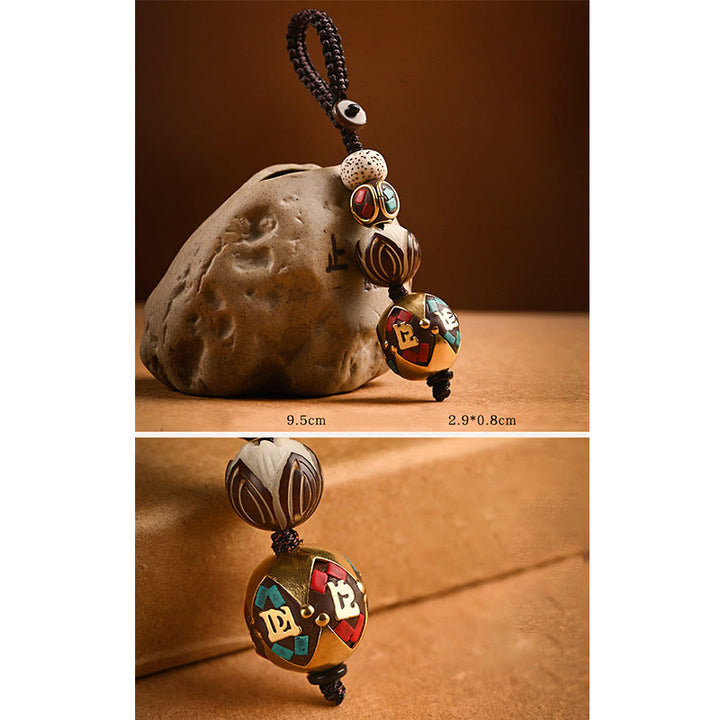 Buddha StonesチベットOm Mani Padme Humボディ シード ピース キーチェーン