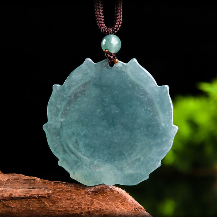 Buddha Stones天然翡翠 笑い仏 蓮の模様 幸運のネックレスペンダント - image 8
