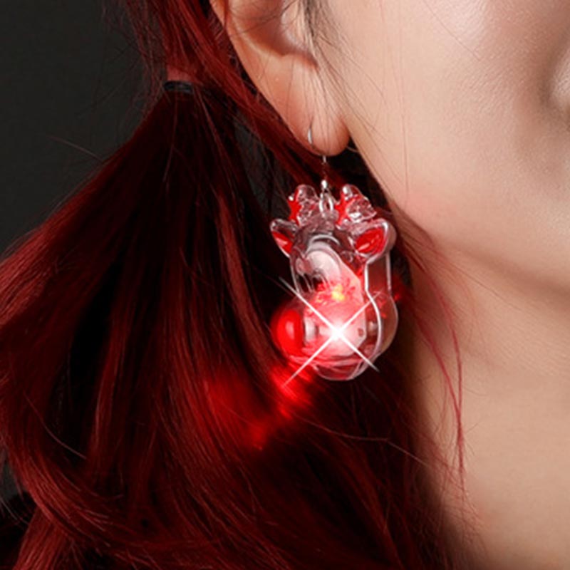 LEDクリスマスサンタクロースツリーエルク光るイヤリング