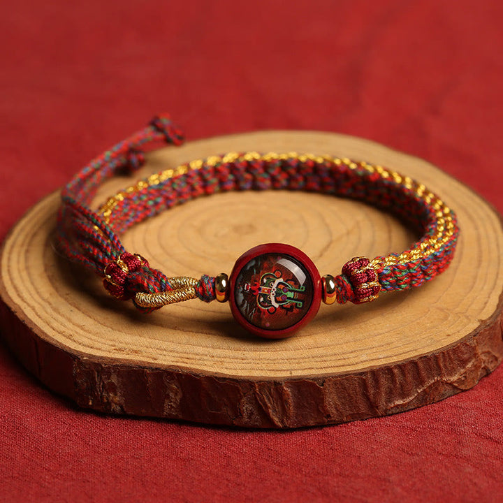 Buddha Stonesのカラフルなロープの辰砂タンカの祝福編みブレスレット