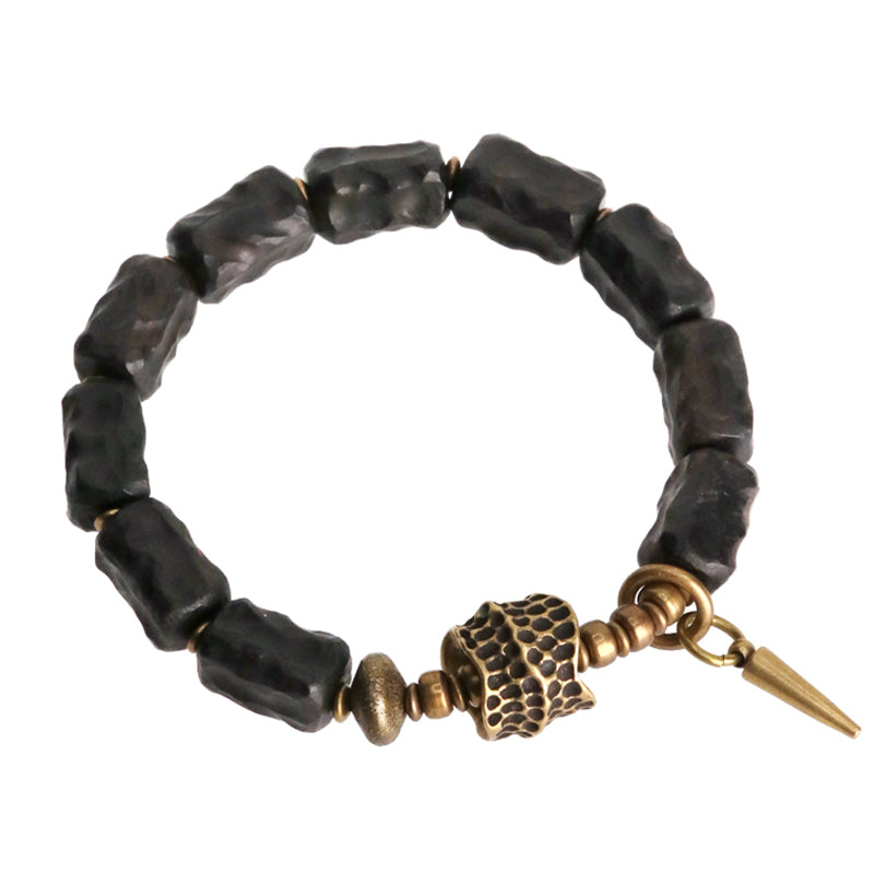 Buddha Stones黒檀 銅 バランス 守護 カップル ブレスレット