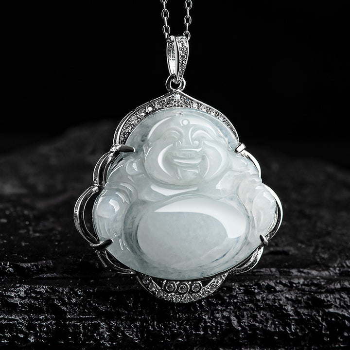 Buddha Stones925スターリングシルバー 笑う仏陀 天然翡翠 豊穣のネックレスペンダント - image 5