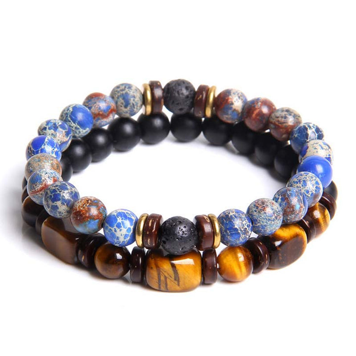 Buddha Stones2個入り ヒーリングクリスタル エンペラーストーン タイガーアイ ビーズブレスレット