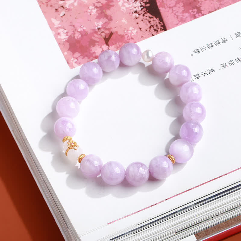 クンツァイト和田白翡翠ひょうたん愛のスピリチュアル成長ブレスレット