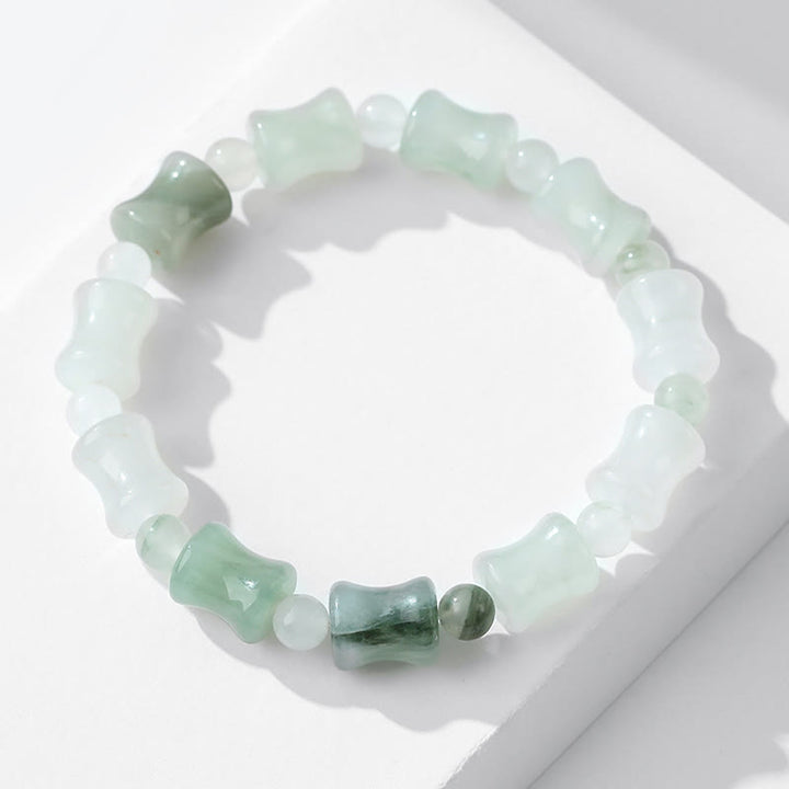 Buddha Stones翡翠ココナッツシェル竹模様豊穣の幸運ブレスレット