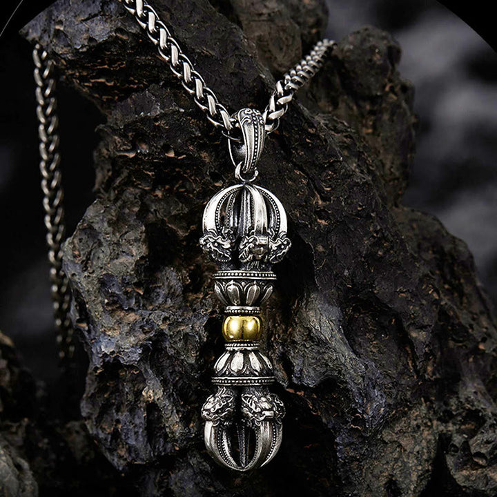 Buddha Stonesチベットドルジェ金剛杵デザイン富のネックレスペンダント