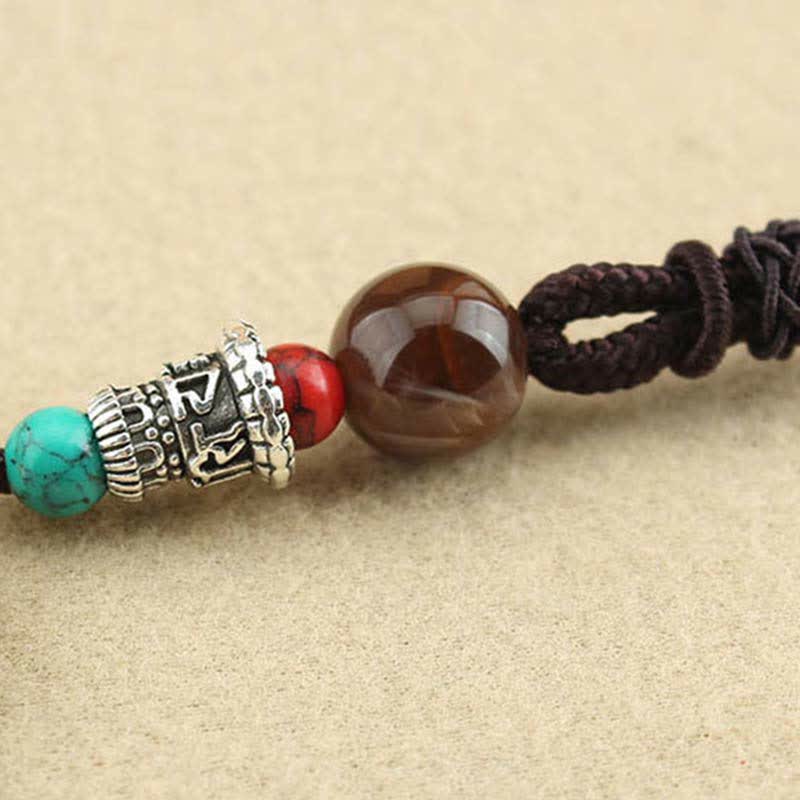 Buddha Stonesチベット 富の神 タンカ 黒檀 平和 ネックレス ペンダント