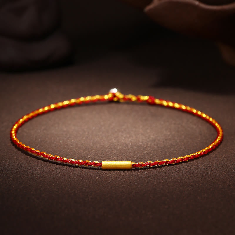 Buddha Stones999 ゴールドビーズ ハンドメイド 4本糸 願い結び 編み込み 守護ブレスレット