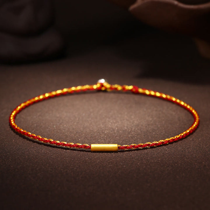 Buddha Stones999 ゴールドビーズ ハンドメイド 4本糸 願い結び 編み込み 守護ブレスレット