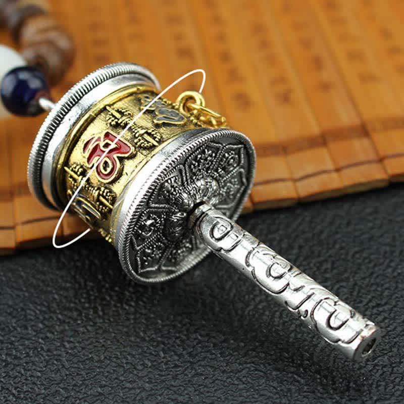 Buddha Stonesチベットオーム・マニ・パドメ・フム祈祷ホイール回転 金剛杵 木製ネックレス ペンダント - image 12