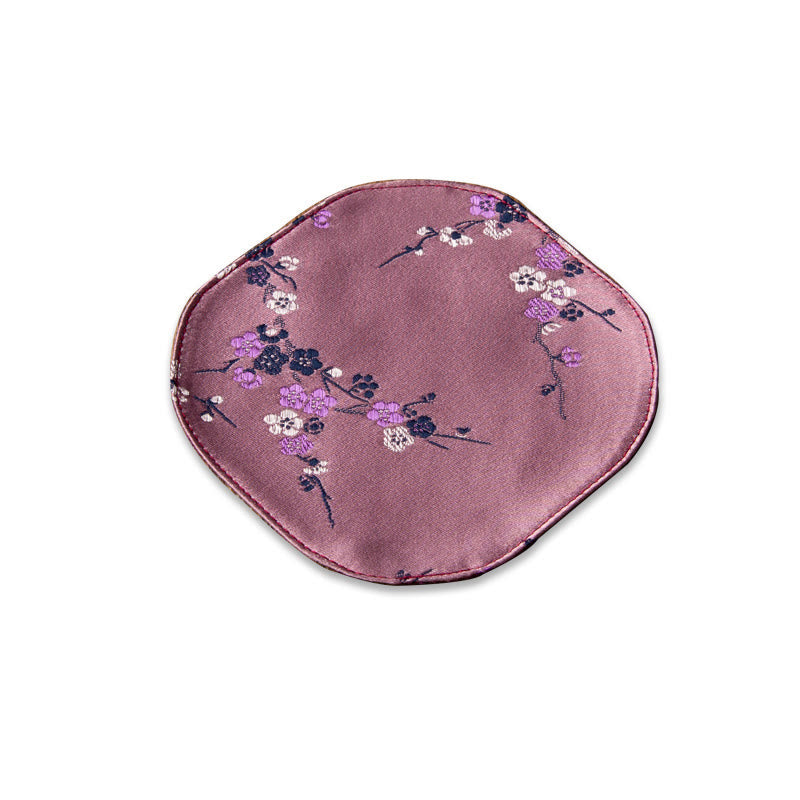 Buddha Stones、海波、竹、梅の花、錦織りの刺繍、カップマットパッド、ティーカップコースター、カンフーティーマット