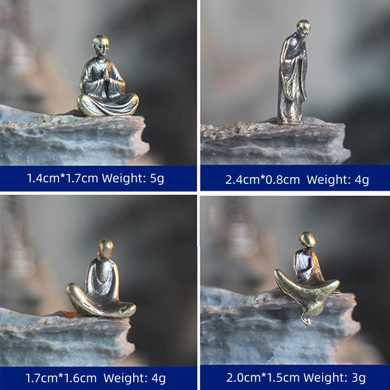 Buddha Stonesミニ瞑想仏 金属製 僧侶 静寂 家の装飾 - image 8